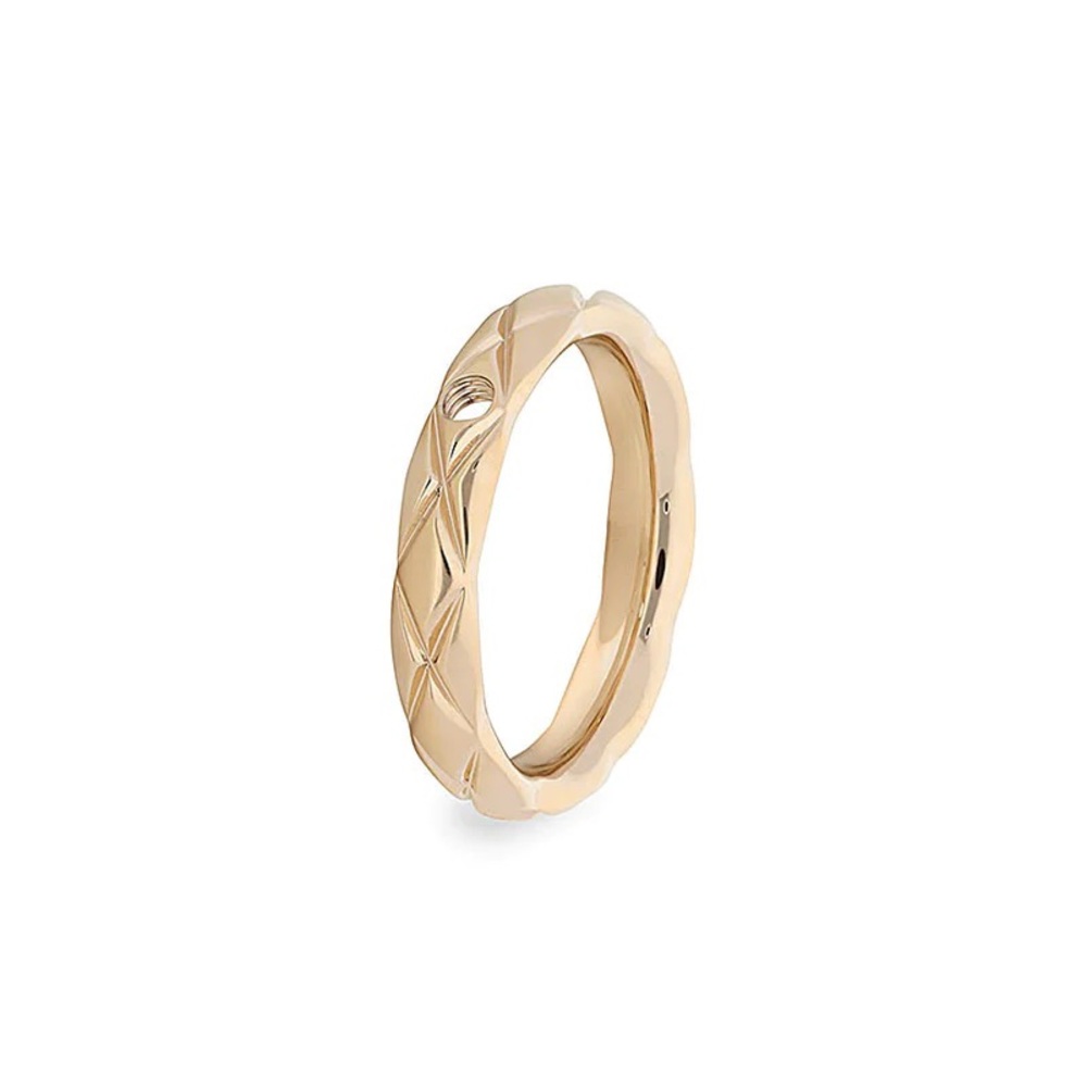 Qudo Aversa Textured Gold Women's Band Ring